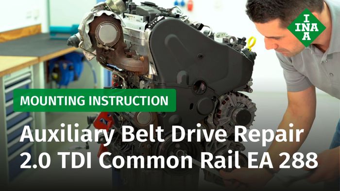 Broken tensioning arm in the auxiliary drive on a 1.9 L TDI engine
